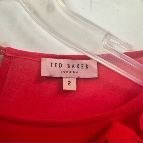 Ted Baker Floral Applique 3D Chiffon Sheer Top Blouse Crew Loose Red Box Fairy S - Picture 11 of 16